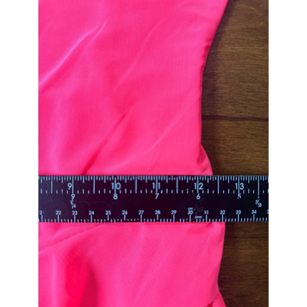 AFRM Rosette Ruffle Mesh Maxi Dress Womens Small Neon Pink Beach - Picture 9 of 10